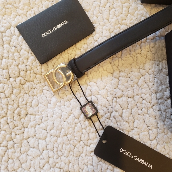 ⭐DOLCE & GABBANA DG BLACK LOGO BELT NEW 75CM⭐ - Picture 8 of 13